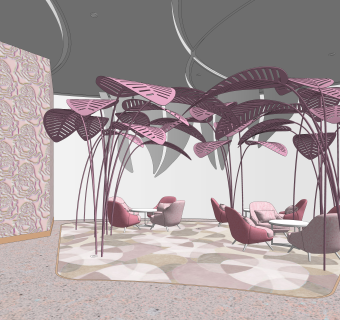 现代酒店接待区SU模型下载