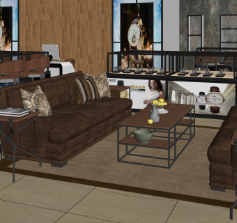 现代港式手表店SU模型下载