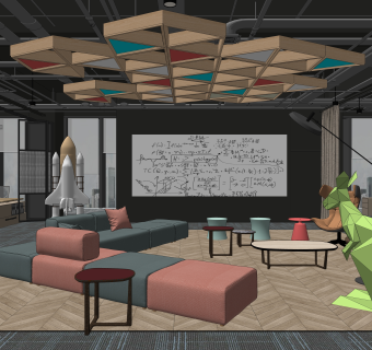 现代办公室接待SU模型下载