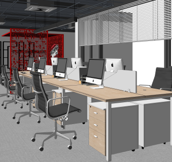 现代办公室SU模型下载