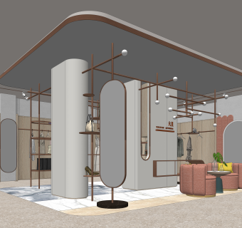 现代服装店SU模型下载