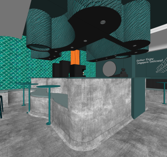 现代奶茶店SU模型下载