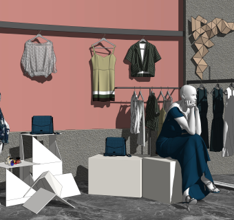 现代服装模特衣架SU模型下载