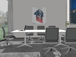 现代小型会议室SU模型下载
