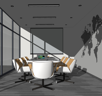 现代风格会议室SU模型下载