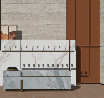 现代酒店前台SU模型下载