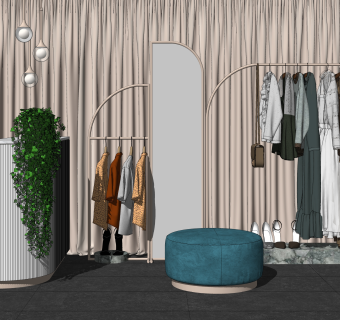 现代服装店SU模型下载