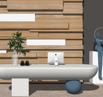 现代接待台前台SU模型下载