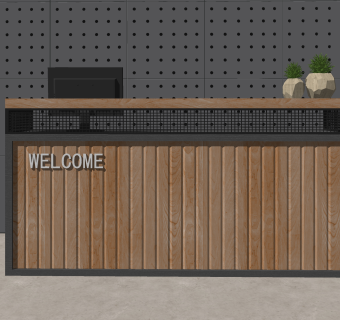 工业风前台接待台SU模型下载