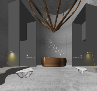 工业风格公司酒店前台SU模型下载