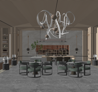 新中式售楼处SU模型下载