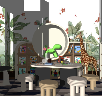 派尚设计现代售楼处儿童娱乐区SU模型下载