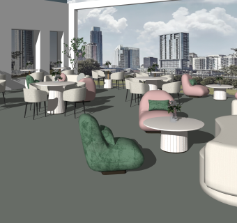 平介设计现代风格咖啡店SU模型下载