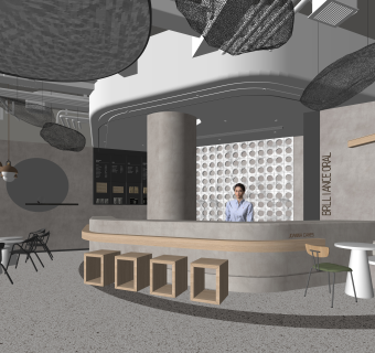 现代奶茶咖啡店SU模型下载