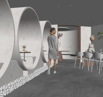 侘寂咖啡厅SU模型下载