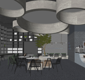 现代咖啡厅SU模型下载