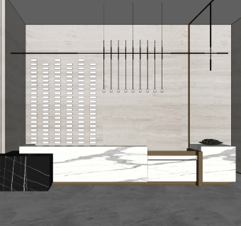 现代售楼处前台SU模型下载