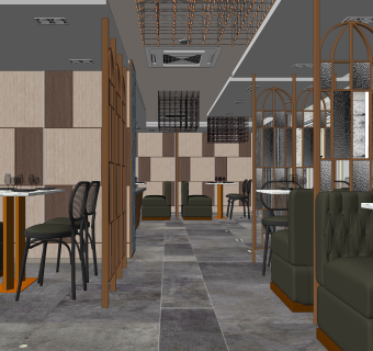 现代品牌餐厅SU模型下载