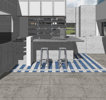 现代咖啡厅SU模型下载