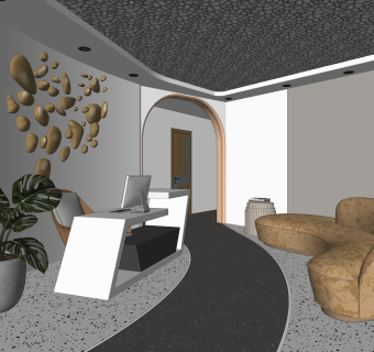 现代办公室前台SU模型下载