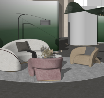 现代酒店大堂SU模型下载