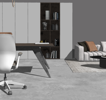 现代经理室办公室SU模型下载