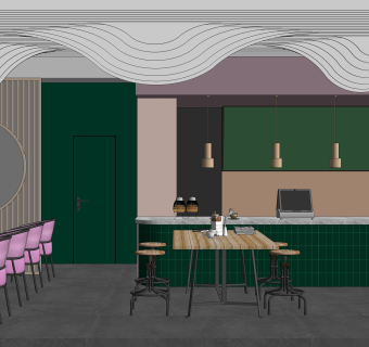 现代咖啡厅SU模型下载