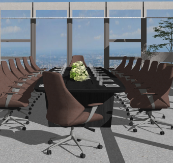 现代会议室SU模型下载