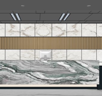 现代办公前台SU模型下载