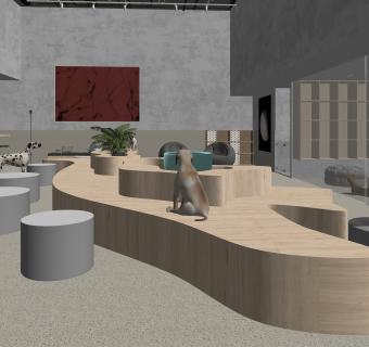 工业风咖啡厅SU模型下载