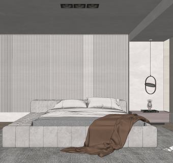 现代家居卧室SU模型下载