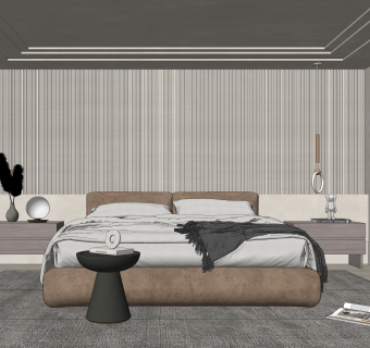 现代家居卧室SU模型下载