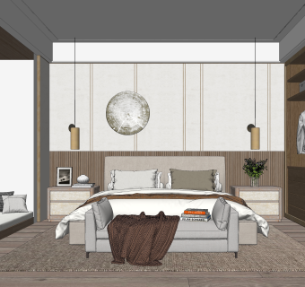 现代家居卧室SU模型下载