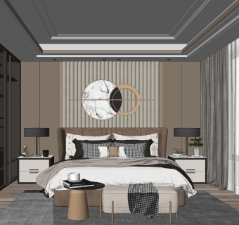 现代家居卧室SU模型下载