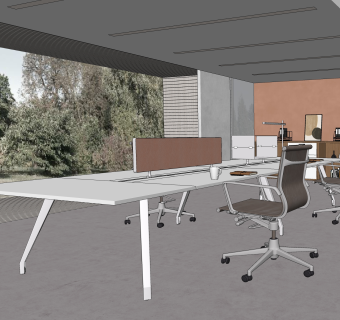 现代办公室SU模型下载