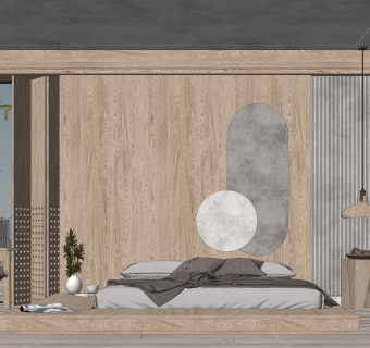 日式榻榻米家居卧室SU模型下载