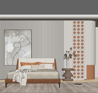 现代家居卧室SU模型下载