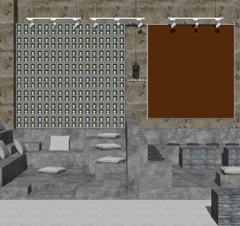 工业咖啡店SU模型下载