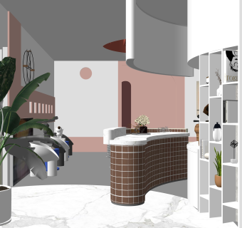 现代咖啡厅SU模型下载