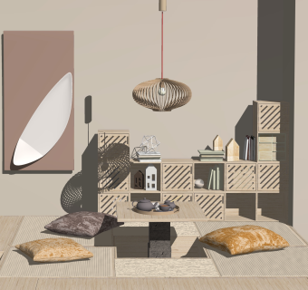 日式榻榻米家居卧室SU模型下载