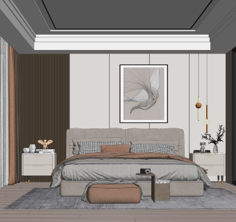 现代家居卧室SU模型下载