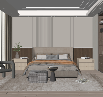 现代家居卧室SU模型下载