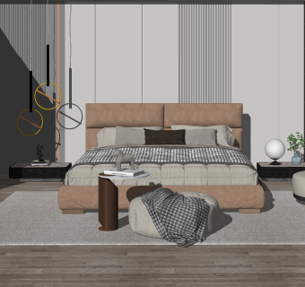 现代家居卧室SU模型下载