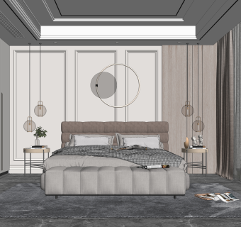 现代家居卧室SU模型下载