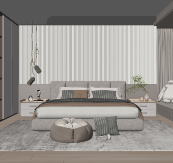 现代家居卧室SU模型下载