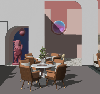 ehoo易虎设计现代售楼处内部SU模型下载