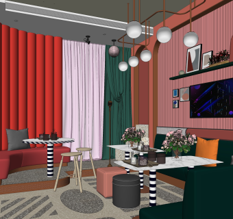 现代ktv网红包厢SU模型下载