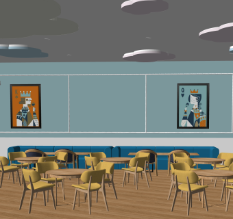 现代儿童主题快餐厅SU模型下载