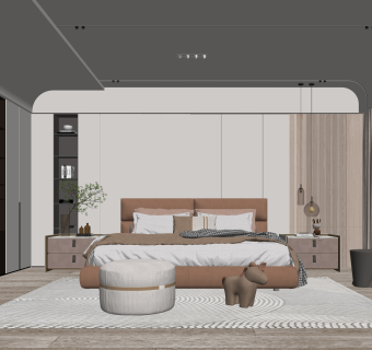 现代家居卧室SU模型下载