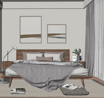 北欧家居卧室SU模型下载